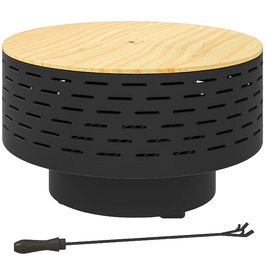 Вогнище 3-в-1 Ø60 x 39 см з нержавіючої сталі: вогнище, гриль та захист від іскор. Комплектується гачком для дров та колірною гамою 'вугільний сірий'.