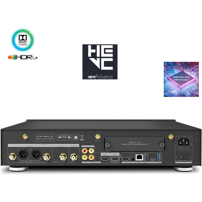 Медіаплеєр Dune HD Ultra Vision 4K Dolby Vision HDR10 RTD1619 ДР ES9038PRO ЦАП 2 стійки для жорстких дисків