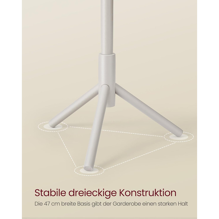 Стійка для одягу VASAGLE з масиву дерева, вішалка для одягу у вигляді дерева, 8 гачків, 3 регульовані висоти, для одягу, капелюхів, сумок, вітальня, спальня, офіс, RCR04GY (Cappuccinobeige)