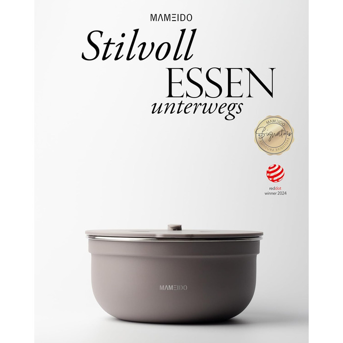 MAMEIDO Salatbox для обіду 1,5 л: ланчбокс з нержавіючої сталі з відділеннями, Bento Box BPA-free, Meal Prep, 1500 мл, Taupe Grey