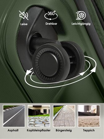 Набір валіз REDOLZ Hartschalen 3-х частинний | Розширювані, з TSA-замком, Olive Kofferset