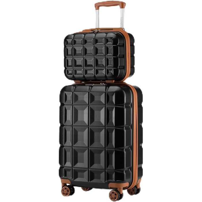 Набір валіз KONO 2 в 1: велика валіза (54 см) та косметичка (білий/чорний/коричневий)