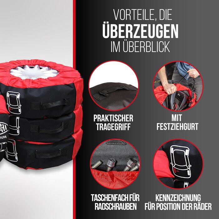 Набір мішків для шин Heyner® 16-22 дюймів SUV, захисні мішки для шин, 4 шт.