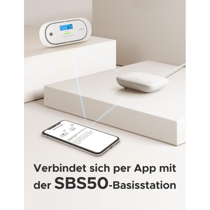 Виявлювач CO X-Sense з LCD-дисплеєм, SBS50, XC01-M (1 шт.) - для дому, з пам'яттю, з базою