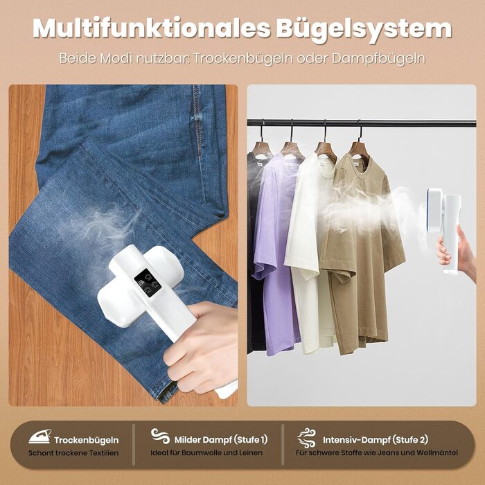 Портативний відпарювач для подорожей 2-в-1, відпарювач для одягу, білий