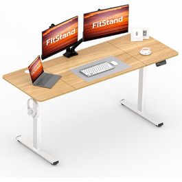 Регульований стіл FQ1 160x60 см з електропідйомом, з стільницею, для стоячи роботи, з комп'ютерним столом, гачком, блокуванням для дітей, функцією пам'яті для офісу та дому - Ahorn 160 x 60 см Білий + Ahorn