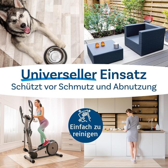 Захисна килимок KARAT для твердих підлог - 114 x 200 см, молочно-білий - захист для офісного крісла, килимок для паркету, ламінату, з поліпропілену (Revolution)