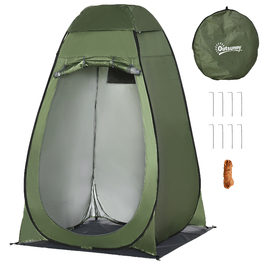 Туалетний намет для кемпінгу Outsunny Pop-Up Shower Tent для кемпінгу 126x124x189см темно-зелений з сумкою для перенесення для мобільного вуличного туалету