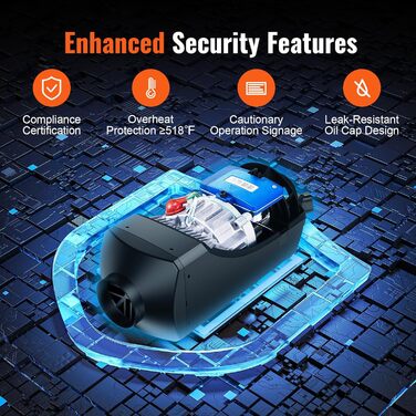 Дизельний повітряний опалювач VEVOR 2kW (12/24V) з LCD-дисплеєм та пультом керування для авто, фургонів, автобусів