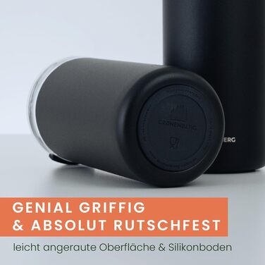 Термокружка Groenenberg 473 мл | Зберігає тепло до 4 годин | З екологічного нержавіючого сталі (Чорний)