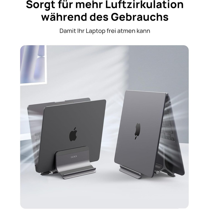 Підставка для ноутбука SODI вертикальна, автоматична, з алюмінію, для MacBook Pro/Air, ноутбуків, планшетів, телефонів (сіра)