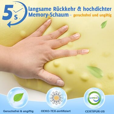 Ортопедична подушка для шиї з Memory Foam - ергономічна подушка для голови проти болю в шиї, регульована за висотою для тих, хто спить на боці, з дихаючим чохлом для здорового сну, білий, 60 x 35 см