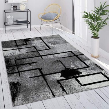 Домашній килим Paco для вітальні, Вінтажний, з коротким ворсом, для спальні, сучасний геометричний дизайн, розмір колір (240x340 см, сірий 3)