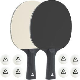 Набір для настільного тенісу Joola 54817 COLORATO, що складається з 2 ракеток для настільного тенісу і 8 м'ячів для настільного тенісу, ідеально підходить для сімейного відпочинку і занять спортом, чорний і білий, один розмір підходить всім