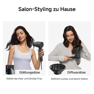 Високошвидкісний фен для волосся Laifen Neo з безщітоковим мотором 110 000 об/хв, 200 млн негативних іонів та 2 магнітними насадками, чорний