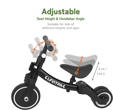 Бесрей 5-в-1 Дитячий Біговел-Трохоліг для Малюків 1-4 Років (Чорний)