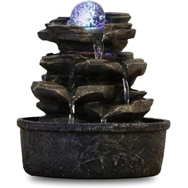 Фонтан Zen'Light Zimmerbrunnen Little Rock: Природний водоспад з ефектом каменів та LED-підсвіткою для дому, медитації та релаксації. Feng Shui, 23 см