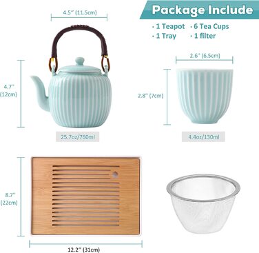 Набір чайний з порцеляни DUJUST (Японія), китайський стиль, світло-зелений