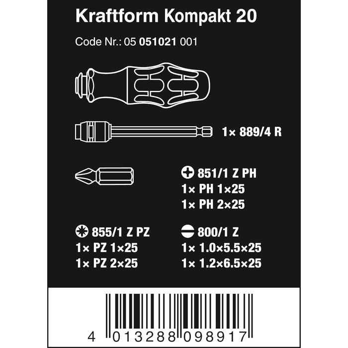 Набір насадок, метричний, 39 шт. (Tool-Check PLUS, в комплекті з Kraftform Kompakt 20), 05056490001