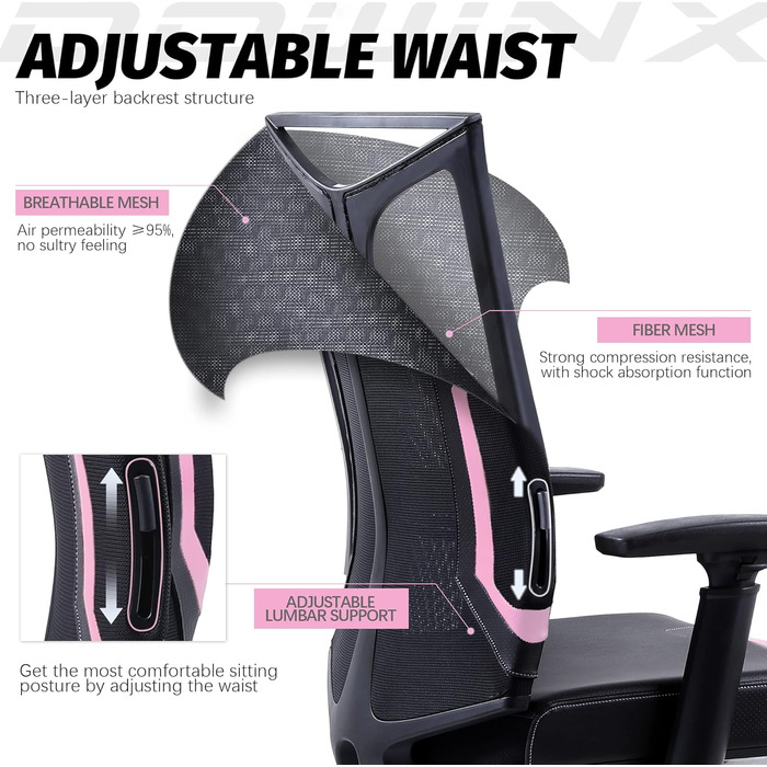 Ігровий крісло Dowinx для офісу та дому: ергономічний, з підлокітниками 3D, функцією гойдання, шкіра, поворотний, чорно-сірий