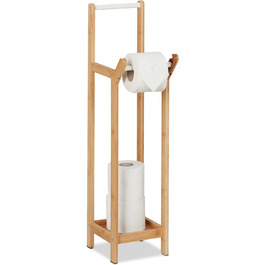 Тримач для туалетного паперу стоячий, бамбуковий, без свердління, запасний тримач рулону туалетний папір, 72x17.5x24 см, натуральний, ДВП