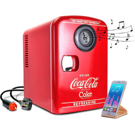 Холодильник Coca-Cola Mini 4L з Bluetooth, для дому, офісу, їжі та напоїв (червоний)