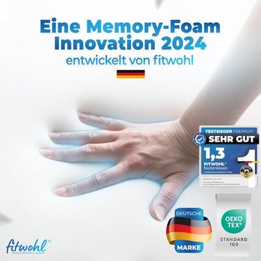 Ортопедична подушка з піною з пам'яті - подушка для шиї - ергономічна подушка для голови - для болю в шиї - подушка для тих, хто спить на боці, біла