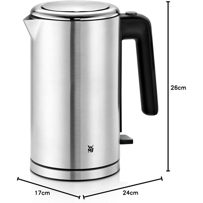 Електричний чайник WMF Lono 1.6л з нержавіючої сталі, з фільтром від накипу, 2400 Вт, підсвічуванням рівня води, матовий нержавіюча сталь