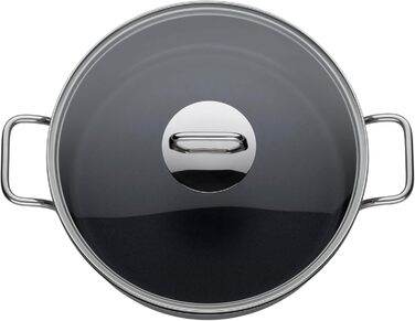 Сковорода WMF Schmorpfanne 28 см з високим бортиком, каструля-жаровня Induktion, сковорода з кришкою 5.0л, Cromargan нержавіюча сталь з покриттям, для духовки, антипригарне покриття, високий бортик