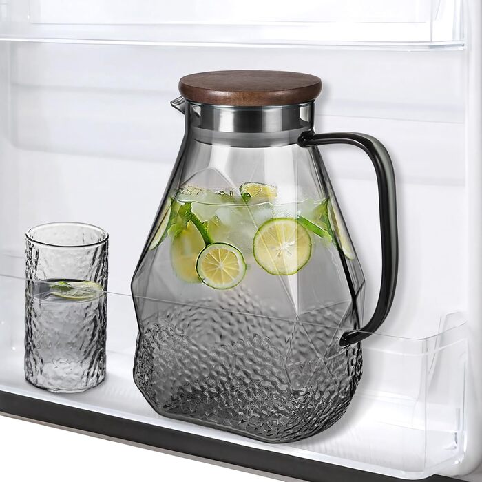 Скляна джезве (карафа) Ecooe 1.5л з нержавіючою кришкою. Скляний глечик з боросилікатного скла для гарячих/холодних напоїв, DIY напоїв, соків, молока, чаю, кави.