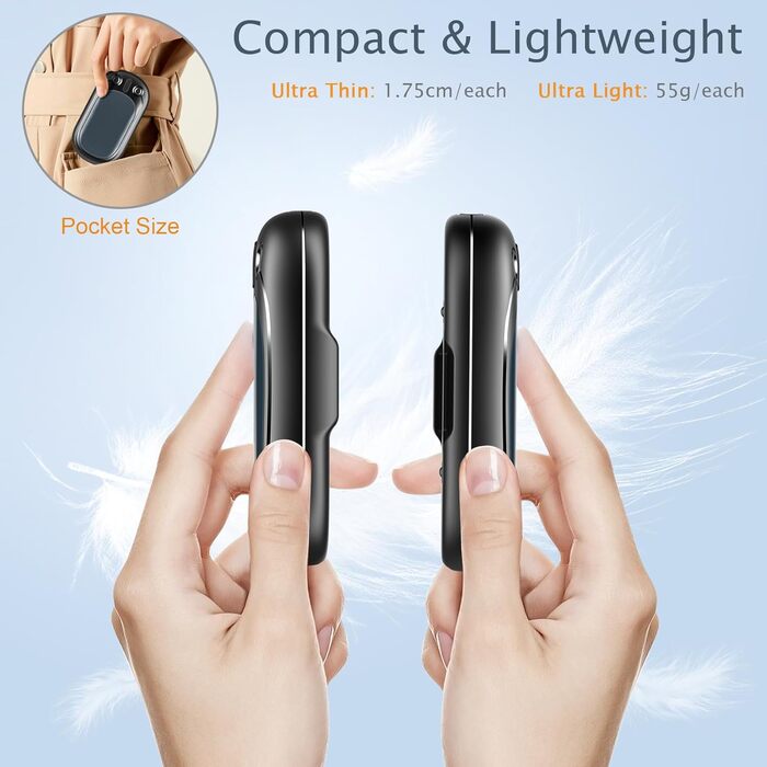 Електричні грілки для рук USB, перезаряджувані, набір 2 шт. - 12 годин роботи, для жінок та чоловіків, Raynaud, Outdoor, кемпінг, полювання, катання на лижах, гольф