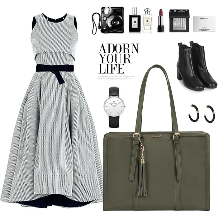 Сумка для ноутбука LOVEVOOK 15.6 дюймів, велика містка, на плечі/через тіло, канвас, для жінок, офіс, ділові поїздки, школа