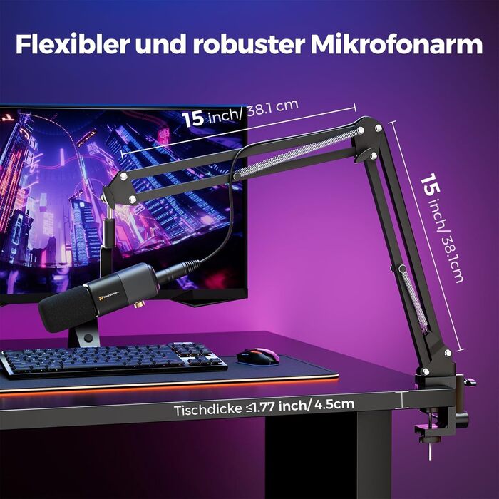 Конденсаторний мікрофон NearStream AM25X з підставкою, USB/XLR, для подкастів, стрімінгу, студії та ігор (PC/PS5/PS4), з функцією моніторингу та шумозаглушення