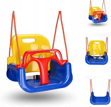 Дитяча гойдалка COIL 3-в-1 для дому та вулиці, регульована спинка, блакитна