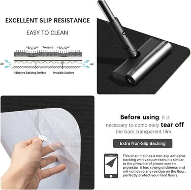 Килимок під офісне крісло | 140x90 см | Захист для підлоги | Чорний