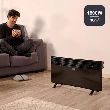 Конвектор BLACK+DECKER BXCSH1800E, 1800 Вт, чорний, з можливістю кріплення на стіну