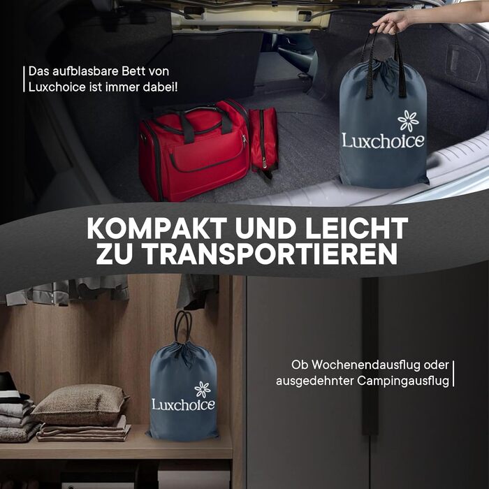 Надувна ліжко Luxchoice для 2 осіб з електричним насосом. Преміум якість, для кемпінгу та дому (темно-помаранчевий, односпальна)