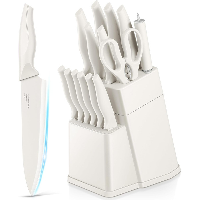 Набір кухонних ножів TEAMFAR з бруском, 15 предметів, нержавіюча сталь, антипригарне покриття