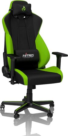 Ігрове крісло NITRO CONCEPTS S300 - ергономічне офісне крісло, 135 кг, тканина Atomic Green/Black