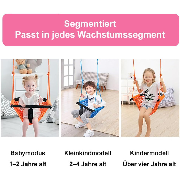 Дитяча гойдалка-трансформер 2-в-1 Nets Tribe для дому та саду (зелений/рожевий)