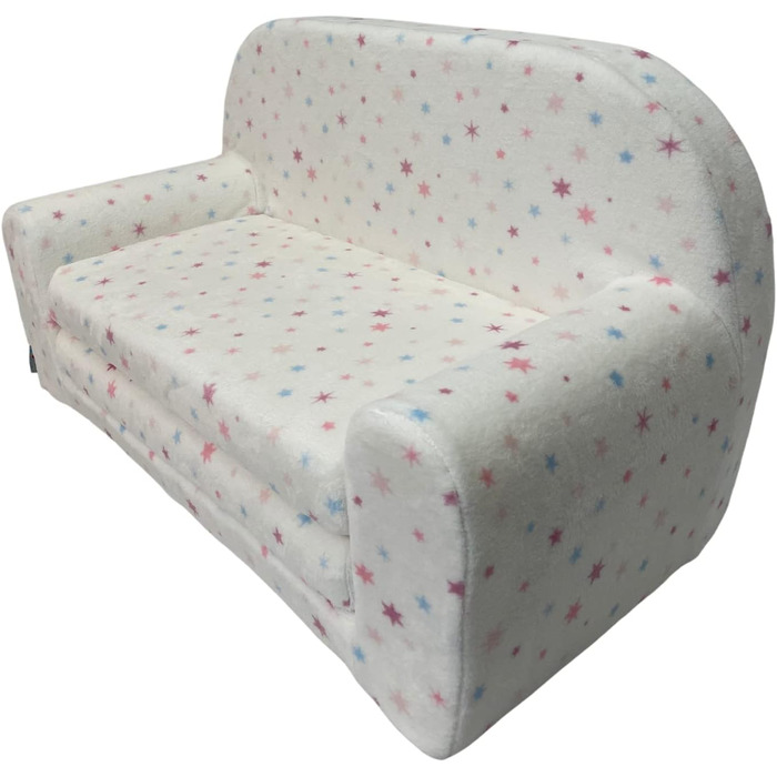 Дитячий розкладний диван FORTISLINE Mini 2в1, 40x78x45 см, для дітей, зі знімним чохлом, поролоновий, мотив Кошеня, плюш зірки