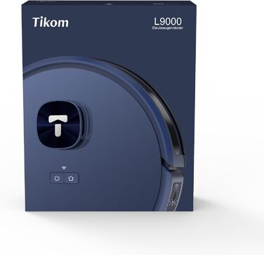 Робот-пилосос Tikom L9000 з функцією миття підлоги, LiDAR, 4000 Па, 150 хв, Wi-Fi, заборонені зони, для шерсті домашніх тварин, синій