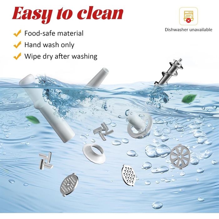 Електрична м'ясоподрібнювач Fleischwolf 2800W, 3 диски, з насадкою для ковбаси, потужність 2800 Вт, швидкість подрібнення 1,5 кг/хв (червоний)