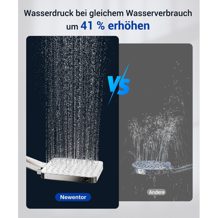 Насадка для душу Newentor з 6 режимами, велика, економна, високого тиску, позолочена (з шлангом 1,5 м)