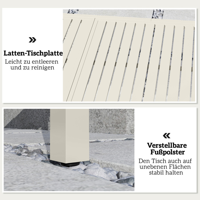 Розкладний обідній стіл з алюмінію 150/225 x 85 см для 6-8 осіб, прямокутної форми, з ламельною текстурою