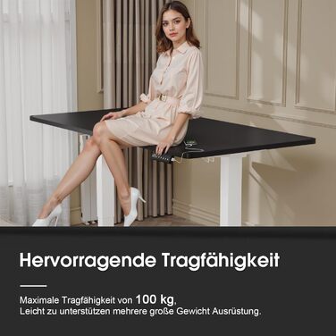 Електричний столик для роботи JUMMICO, 180x80 см, з регулюванням висоти, dualmotor, 100 кг, з кабелеуправлінням, 3 пам'яті висоти, USB-C, для home office (чорний+білий)