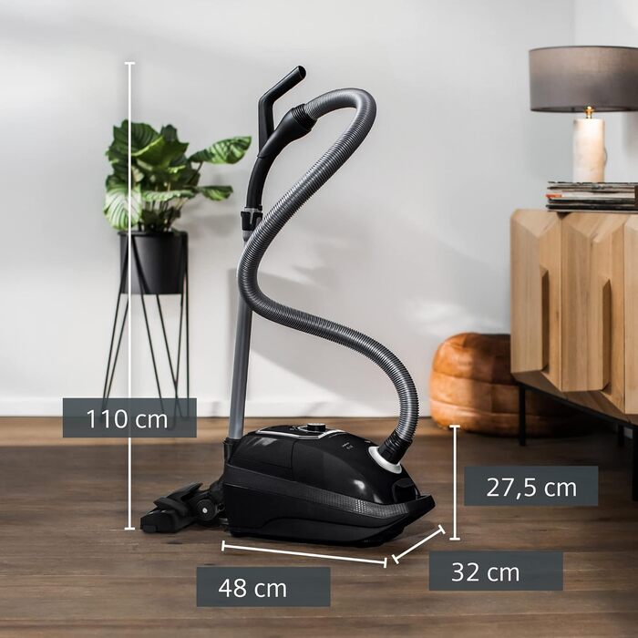 Пылесос Siemens Z7.0 VSZ7X500 с мешком для збору пилу, для алергіків, гігієнічний фільтр, тихий, чорний, 650 Вт, Testsieger 2024