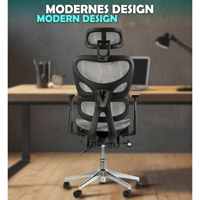 Офісне крісло Sesto Senso K80G Grey - ергономічне, з підніжкою, регульованою спинкою та підлокітниками