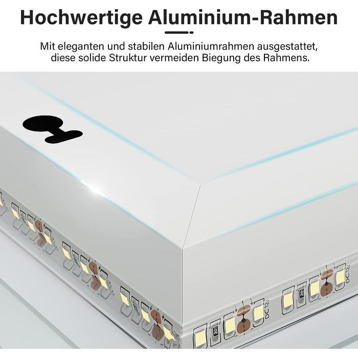 LED дзеркало для ванної кімнати 60x80 см з підсвіткою, сенсорне, протизапар, IP44, 3 колірні температури