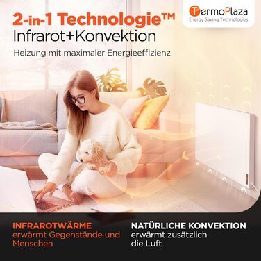 Інфрачервовий обігрівач TermoPlaza WiFi з термостатом 270 Вт (до 7 м²) | Настінний та підлоговий обігрівач | Енергозберігаючий інфрачервовий електричний обігрівач/конвектор для дому та ванної кімнати